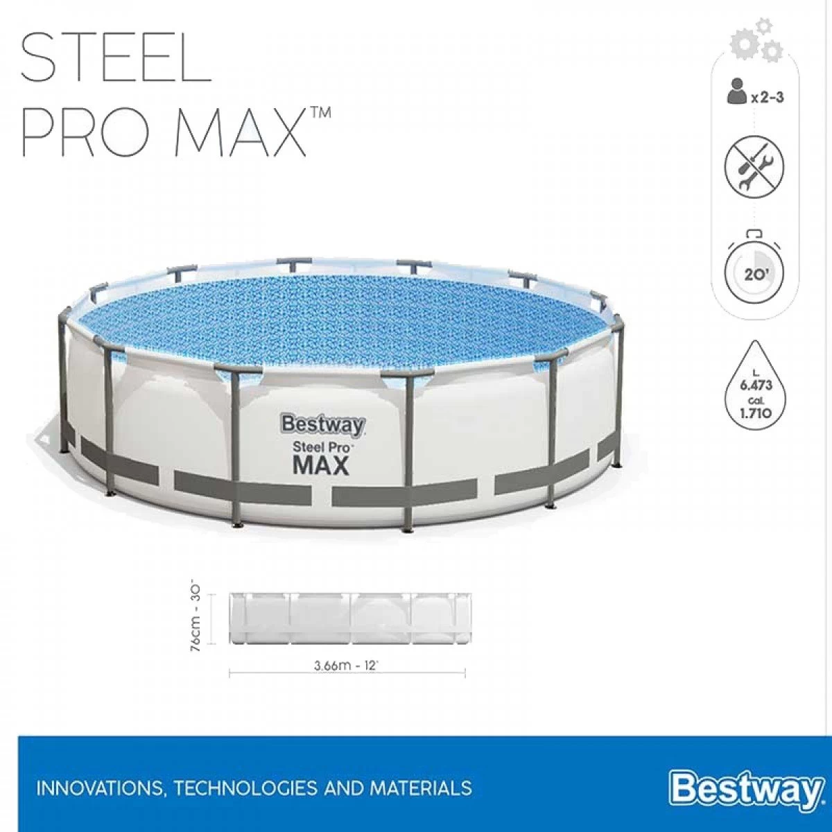 Jeftino povoljno Bazeni - ostalo - BESTWAY Metalni Bazen 366x76cm