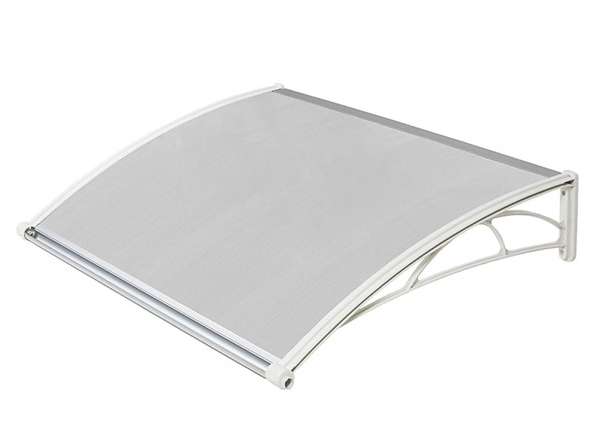 Jeftino povoljno BASTENSKA OPREMA - Nadstrešnica Za Vrata 82x120cm Bela Baza Ploča Providna 6mm