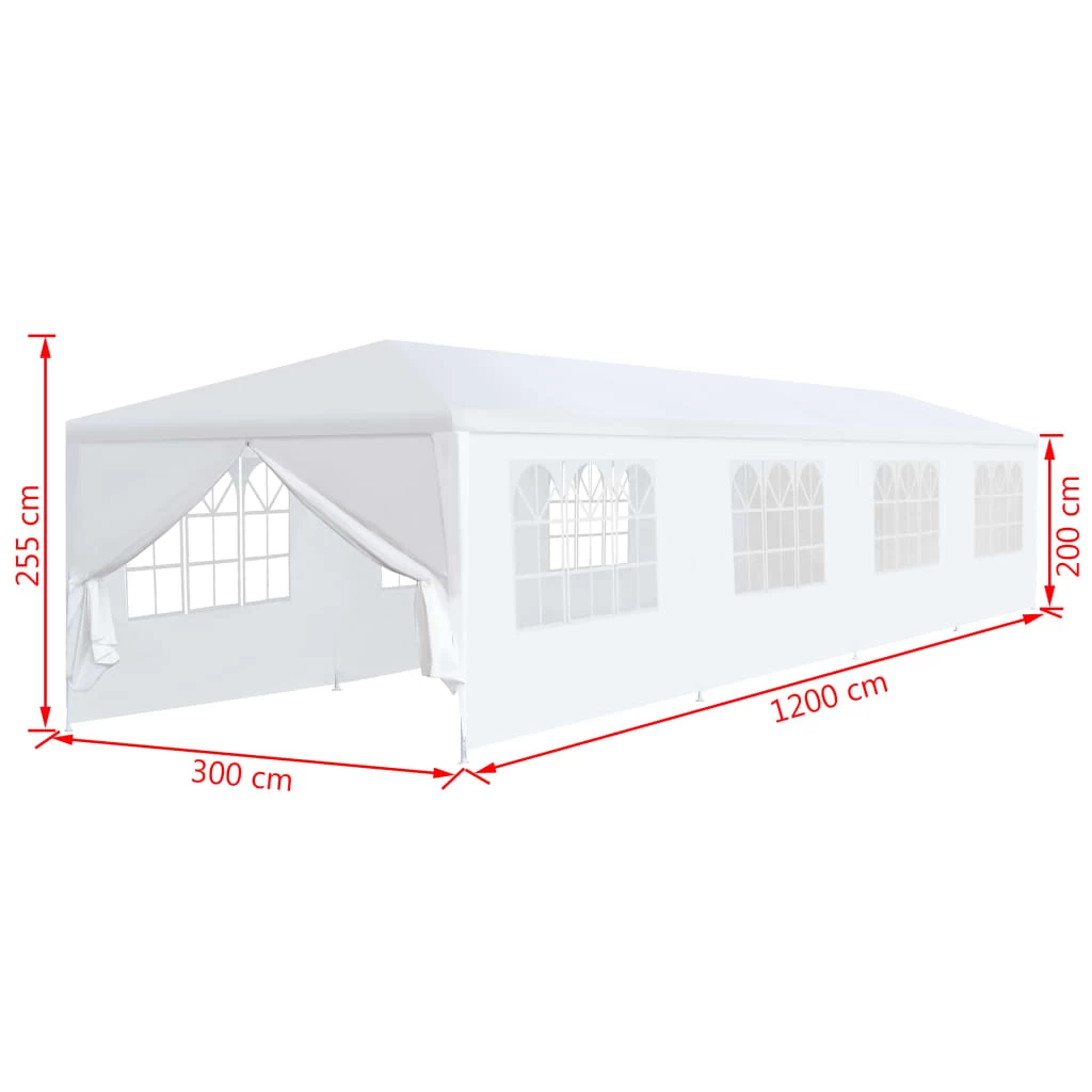 Jeftino povoljno Paviljoni - Beli Paviljon Party 12x3m sa Stranicama