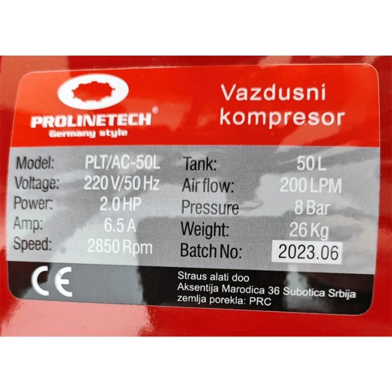 Jeftino povoljno TRGOVACKA ROBA - Prolinetech Kompresor 50l PLT/AC-50L