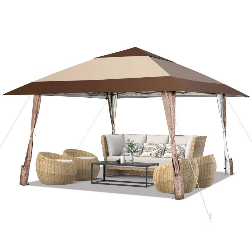 Jeftino povoljno Paviljoni - Gazebo paviljon sa mehanizmom 390x390cm Bež