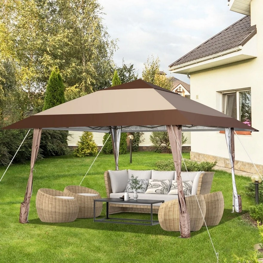 Jeftino povoljno Paviljoni - Gazebo paviljon sa mehanizmom 390x390cm Bež