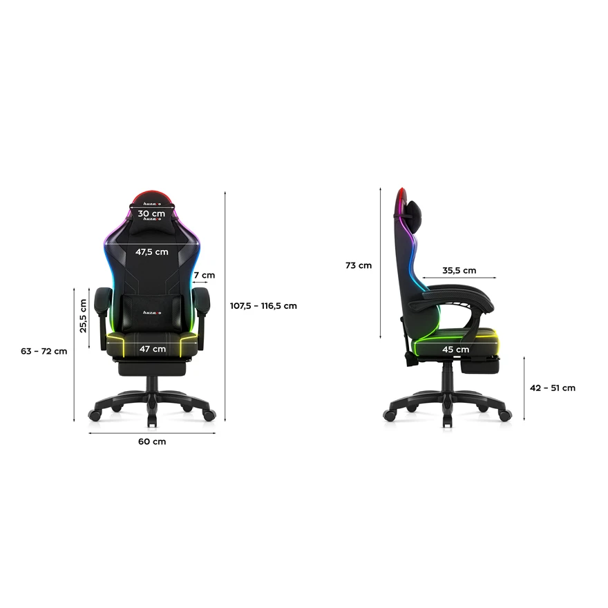 Huzaro Force 3.7 RGB Crna Gaming stolica foto 3