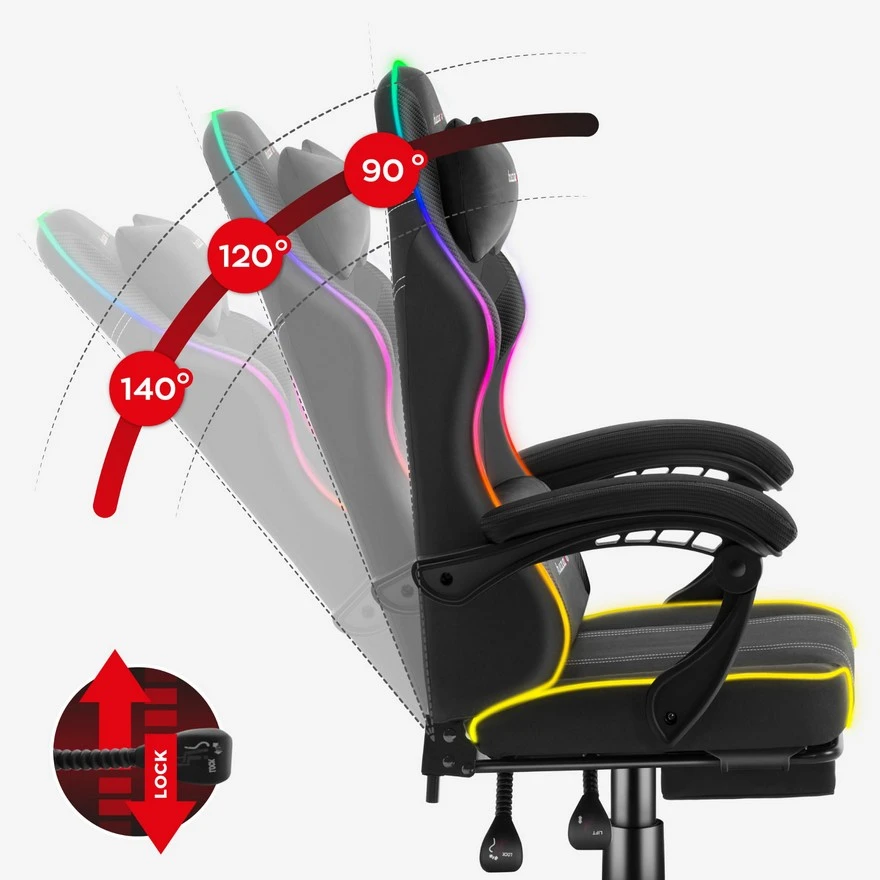 Huzaro Force 3.7 RGB Crna Gaming stolica foto 5