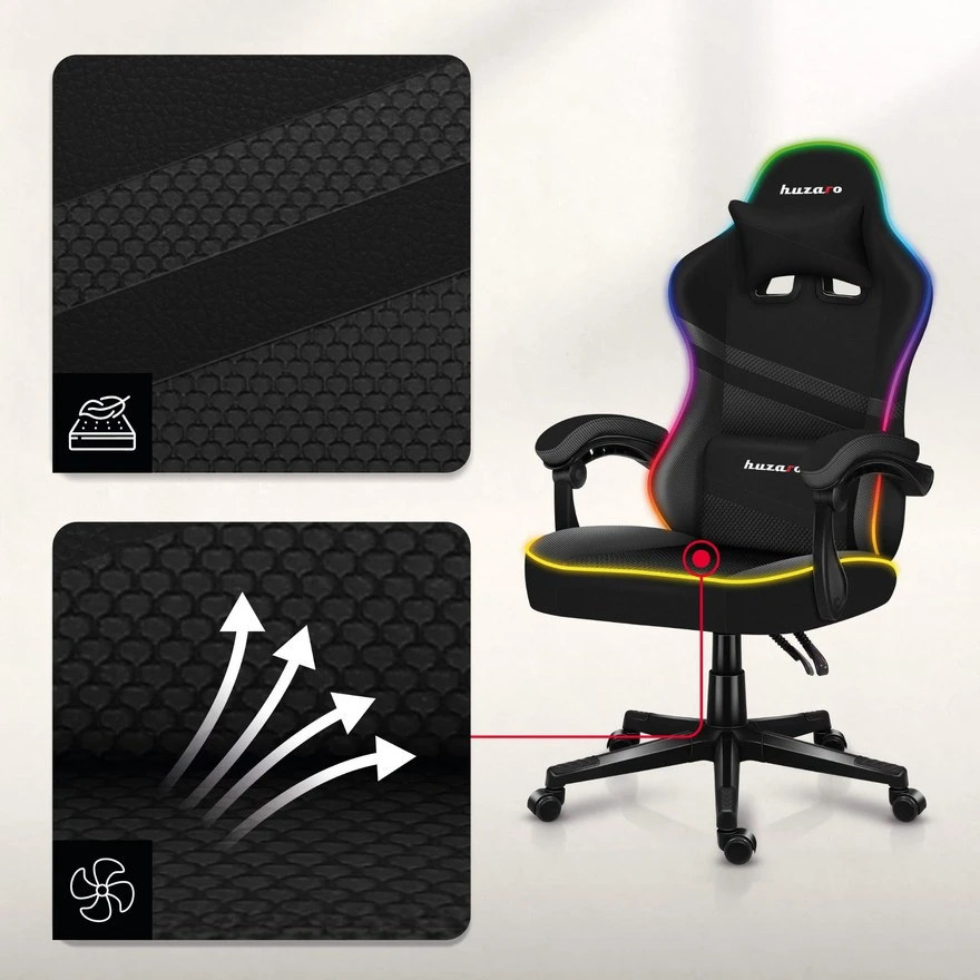 Huzaro Force 4.4 RGB Crna Gaming stolica foto 4