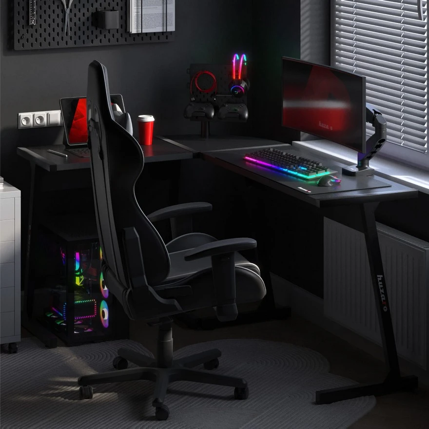 Jeftino povoljno Gaming Stolovi - Huzaro Hero 6 Crni Ugaoni Gaming sto