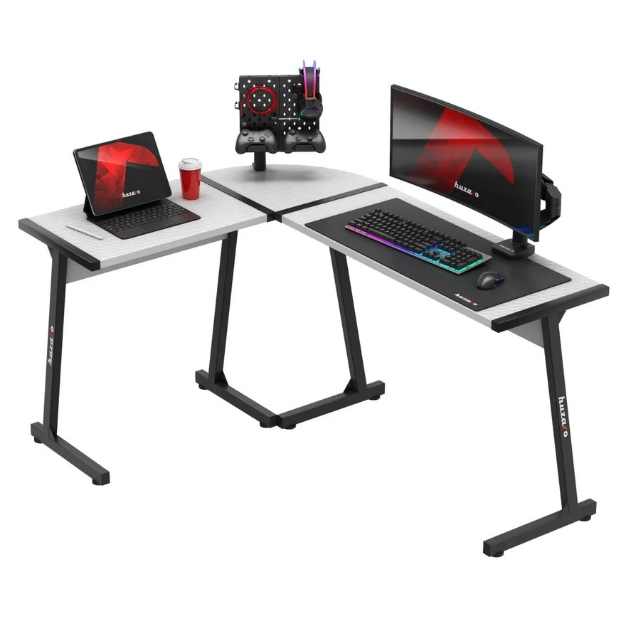 Jeftino povoljno Gaming Stolovi - Huzaro Hero 6 Beli Ugaoni Gaming sto