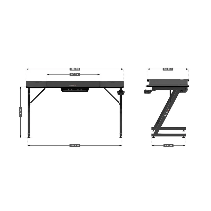 Huzaro Hero 3.3 Crni Gaming sto 140x60cm foto 3