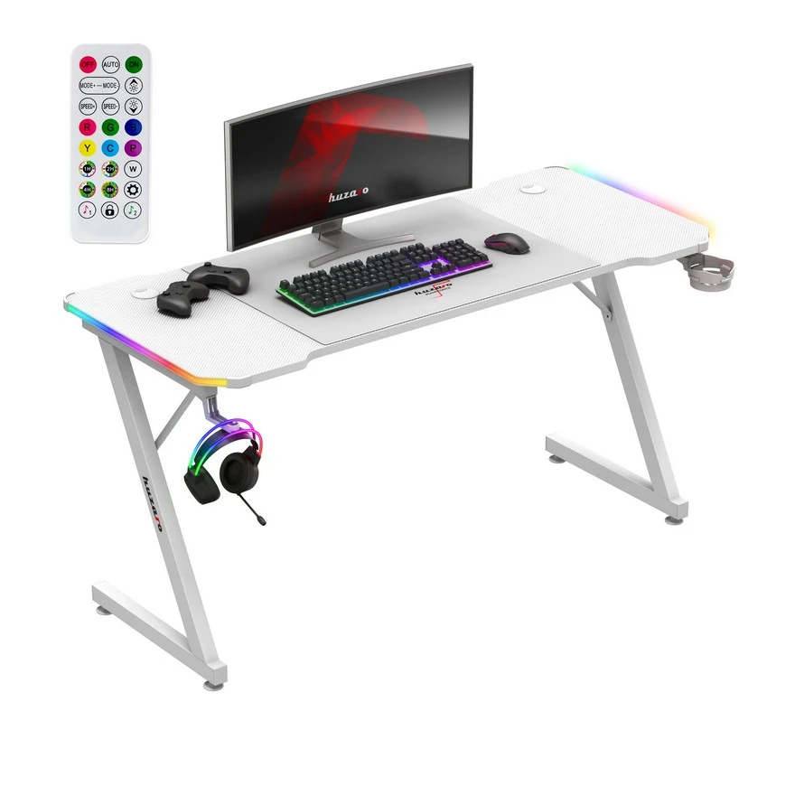 Jeftino povoljno Gaming Stolovi - Huzaro Hero 3.3 Beli RGB Gaming sto 140x60cm
