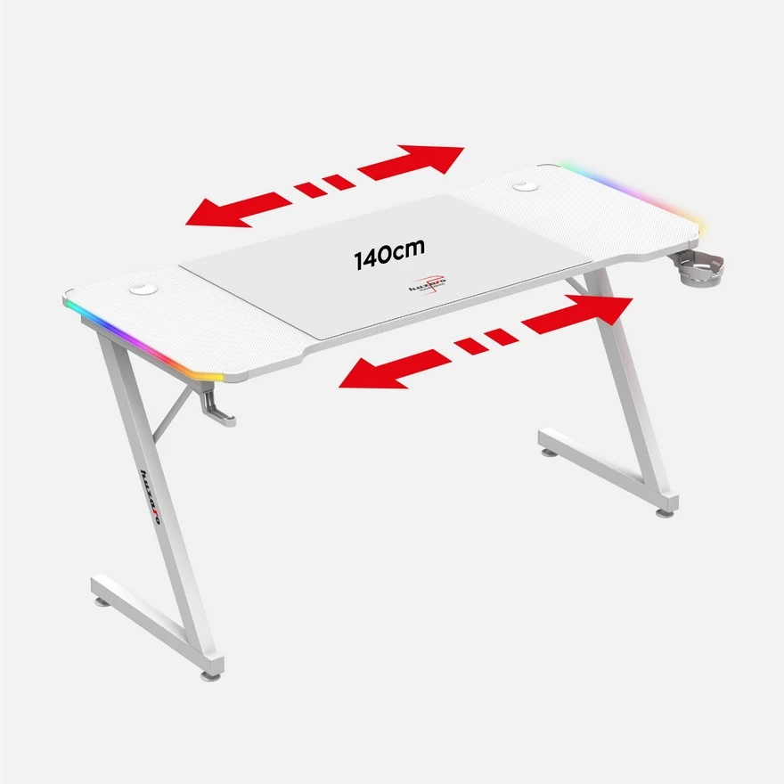 Huzaro Hero 3.3 Beli RGB Gaming sto 140x60cm foto 5