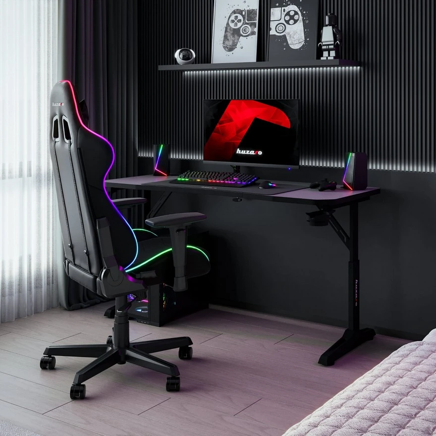 Jeftino povoljno Gaming Oprema - Huzaro Hero 3.6 Crni Podesivi Gaming sto 140x60cm