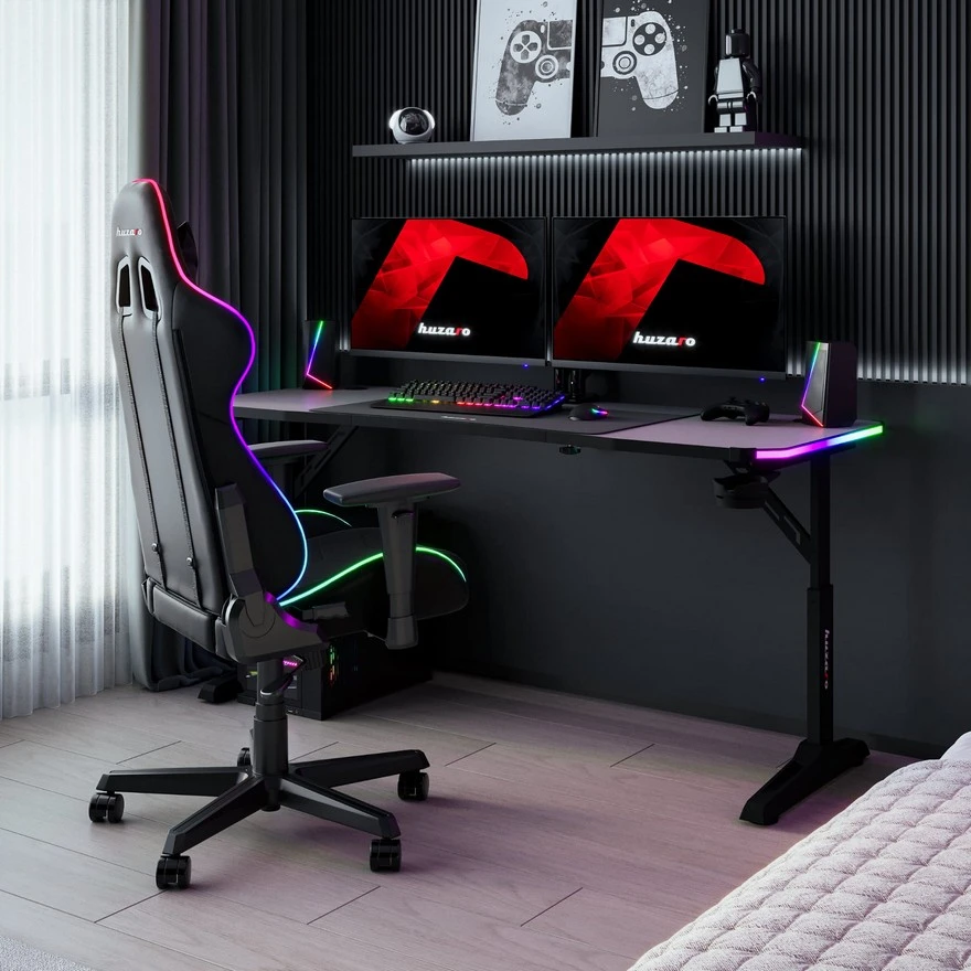 Jeftino povoljno TRGOVACKA ROBA - Huzaro Hero 4.6 Crni RGB Podesivi Gaming sto 160x60cm