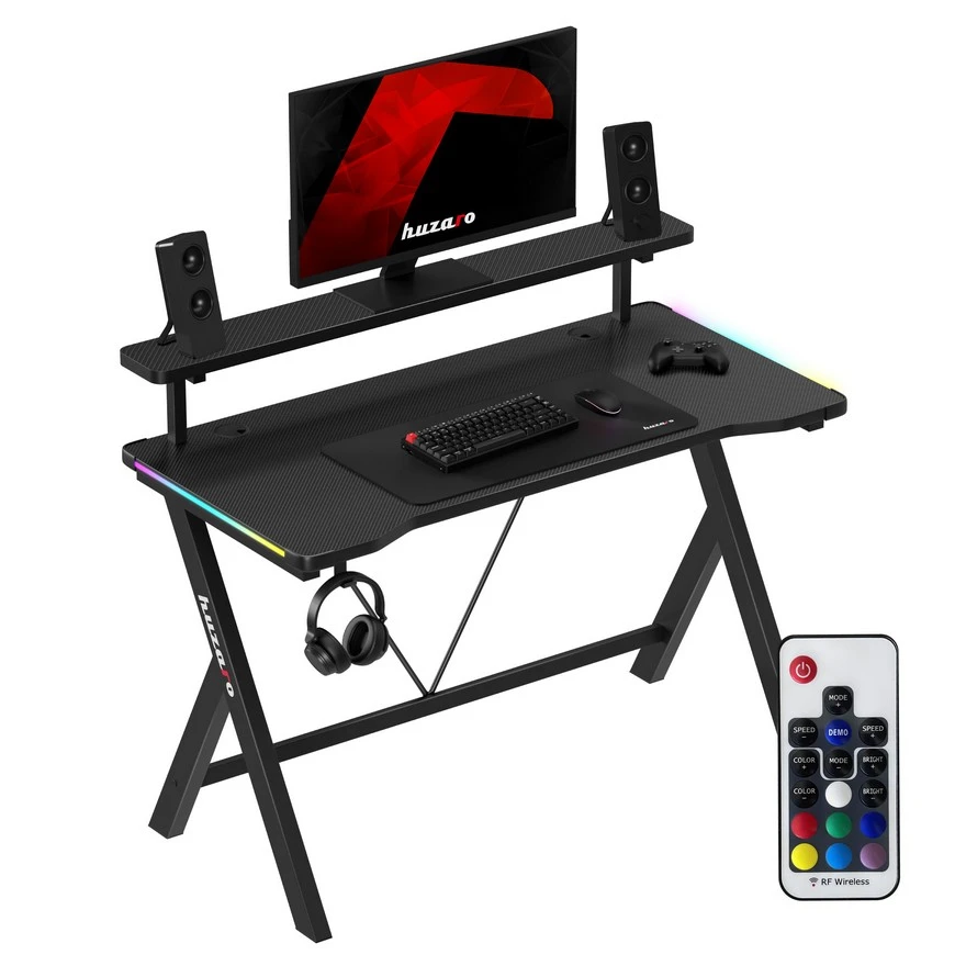 Jeftino povoljno Gaming Oprema - Huzaro Hero 1.9 Crni RGB Gaming sto 120x60cm