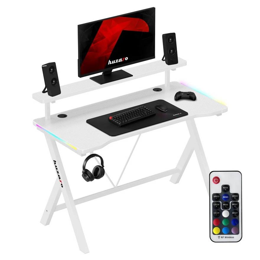 Jeftino povoljno TRGOVACKA ROBA - Huzaro Hero 1.9 Beli RGB Gaming sto 120x60cm
