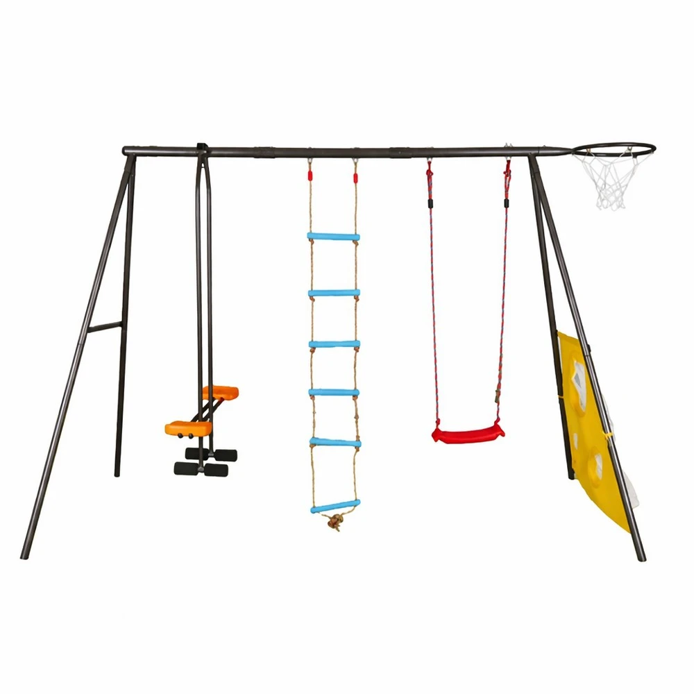 Jeftino povoljno Ljuljaške i klackalice - ED Dečiji Set 4u1 klackalica koš merdevine i ljuljaška 360x160x176 cm
