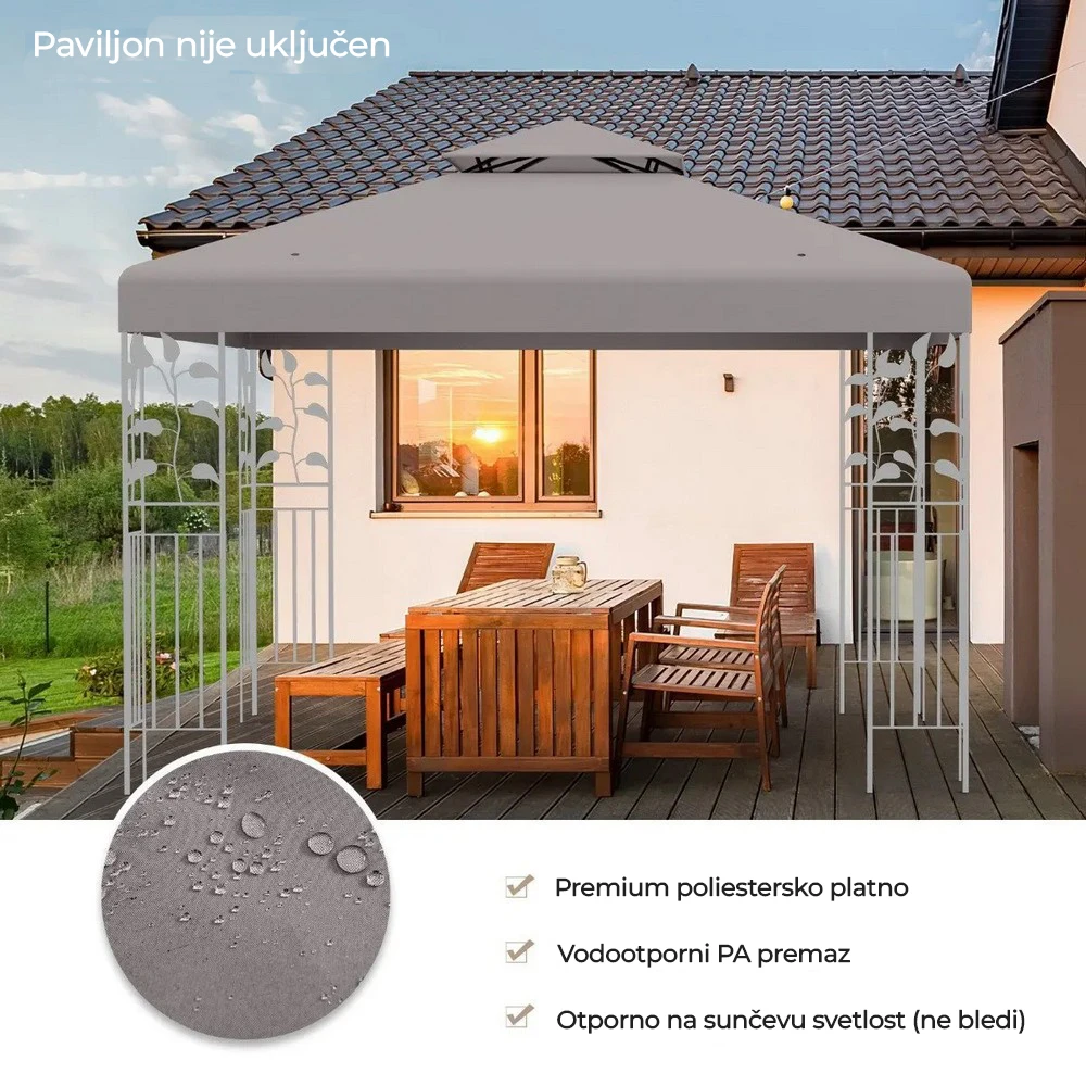 Jeftino povoljno Paviljoni - Venturo Gazebo zamensko platno 3x3m Siva