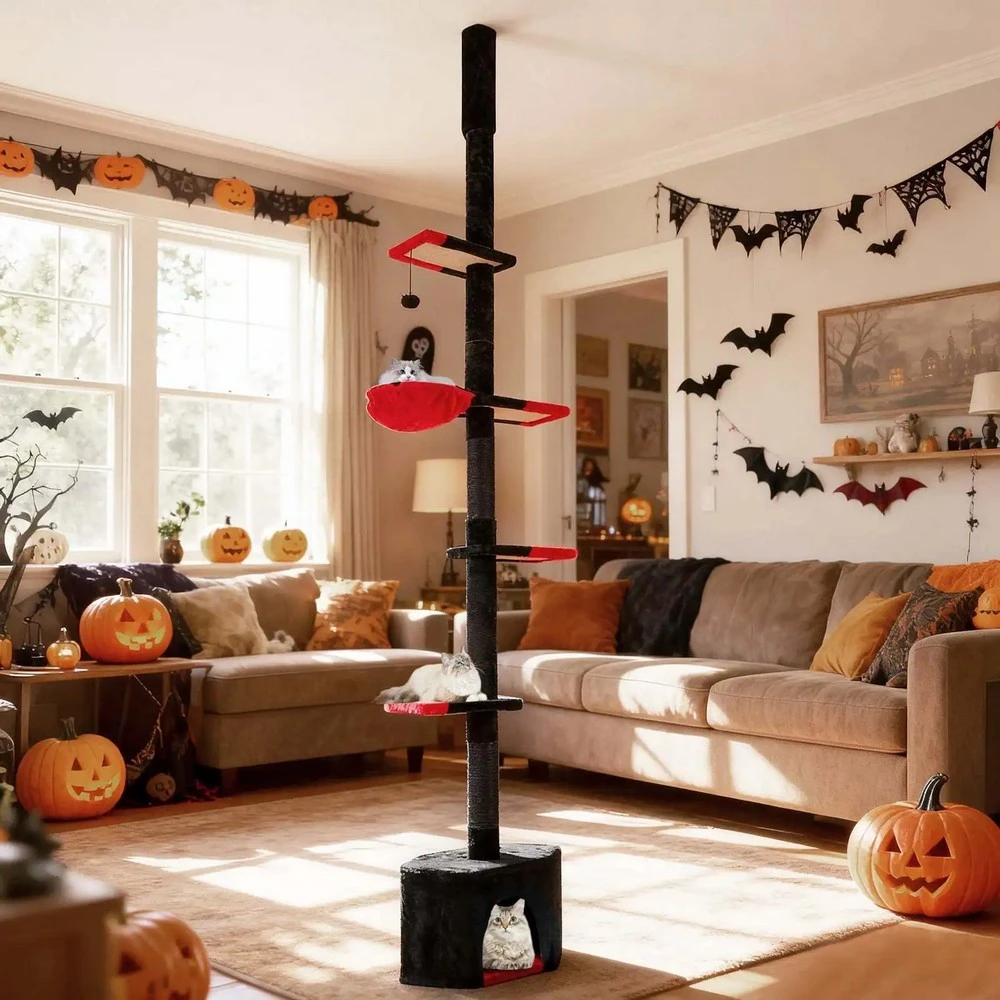 Jeftino povoljno Grebalice - Maca Halloween penjalica i grebalica za Mačke do plafona 300cm Crna