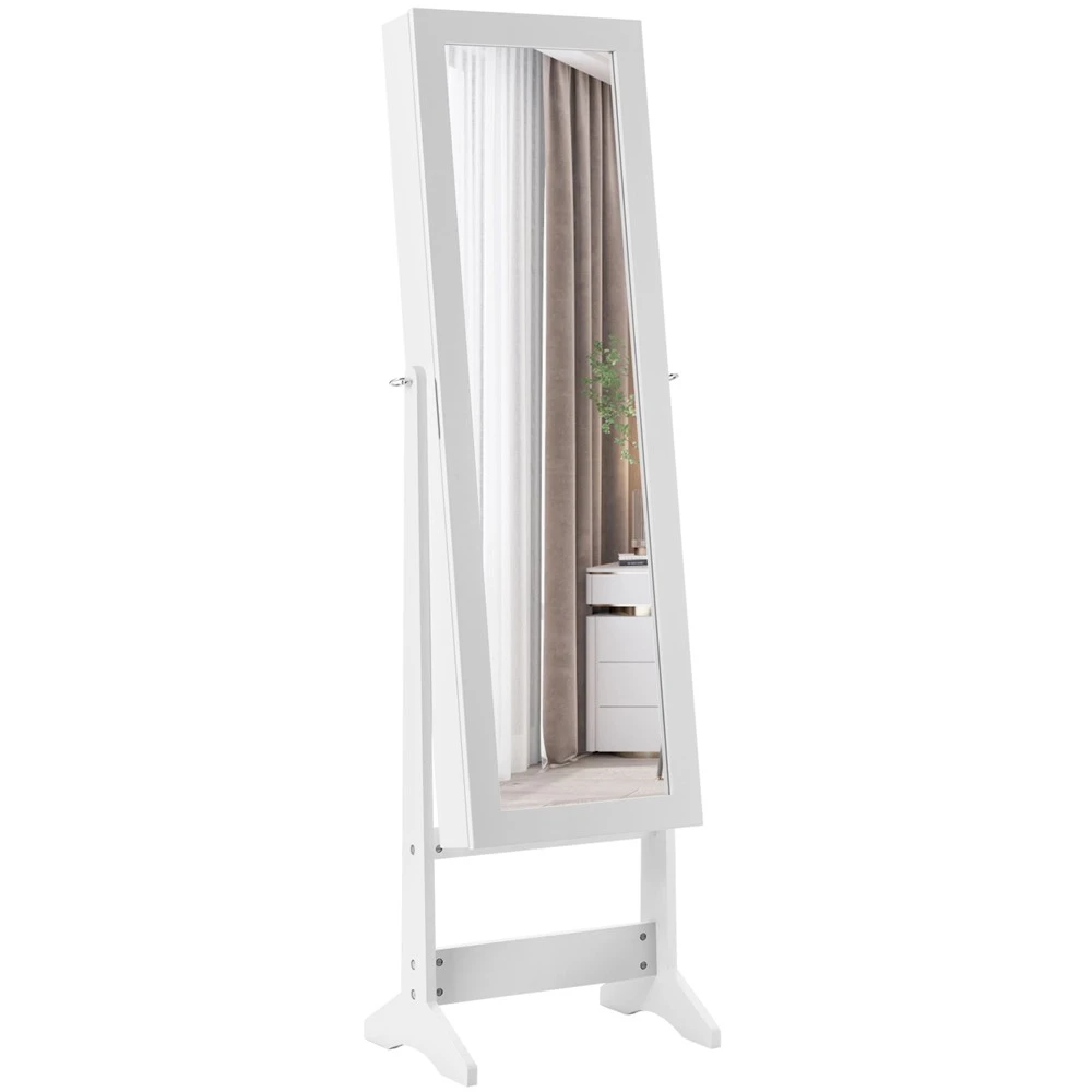 Jeftino povoljno Ogledala - Samostojeći ormar saogledalom za nakit 144cm Beli