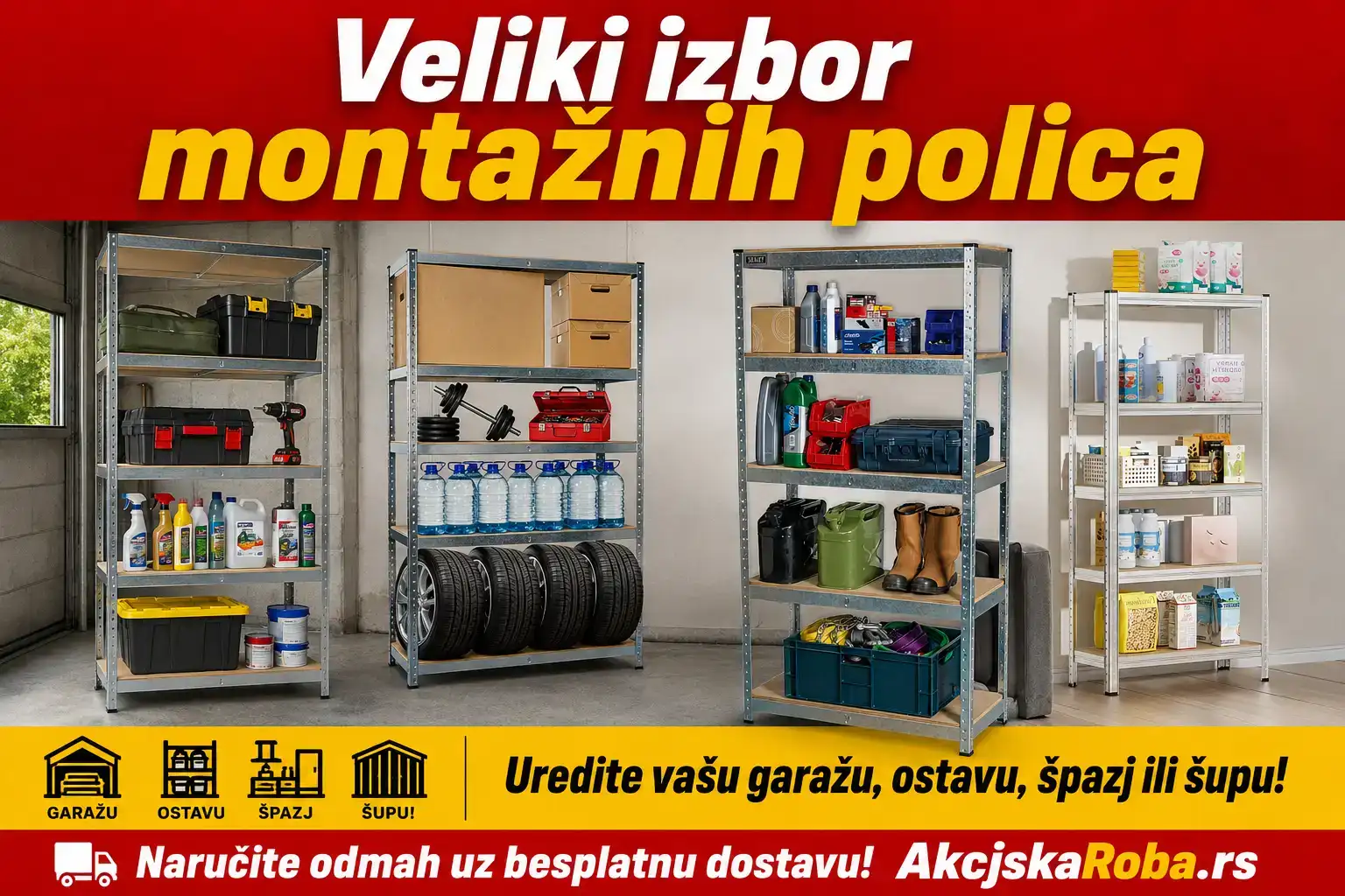 Veliki izbor polica za ostave i garaže